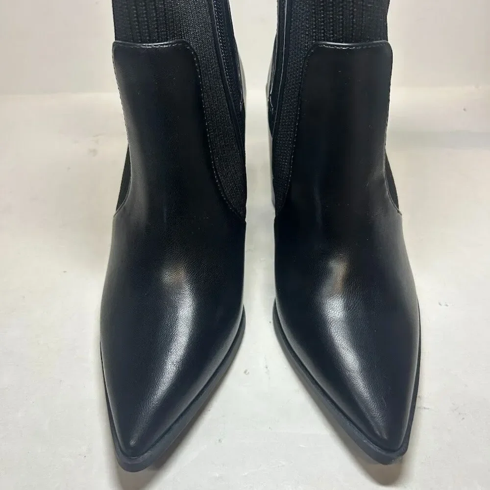Wild Pair Womens 9 M Black Trinityy Faux Leather Pointed Toe Booties NIB QH1